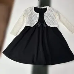 黒と白のレースカーディガン付きワンピース