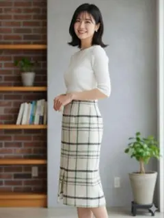 Mila Owen チェック柄 ツイード タイトスカート S