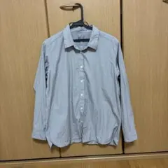 無印良品　グレー ストライプ 長袖シャツ Mサイズ