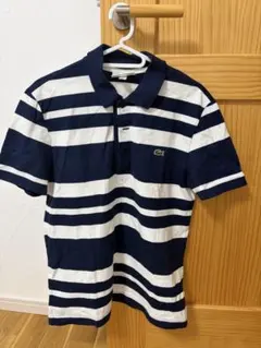 ラコステ ポロシャツ ネイビーとホワイトのストライプ