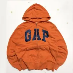 GAP ジップパーカー オレンジ スパンコール　y2k 平成ギャル　短丈