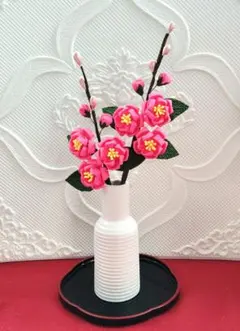 桃の花 2本セット　桃の節句　つまみ細工　ちりめん細工　ひな祭り　24cm
