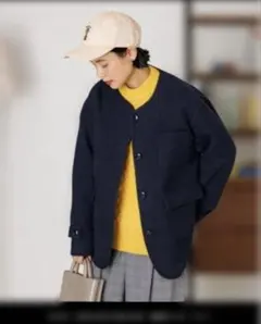 【FREAK'S STORE 】ノーカラーモッサコート新品　ネイビー