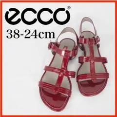O9536*ecco*エコー*サンダル*エナメルレッド*24cmのサムネイル