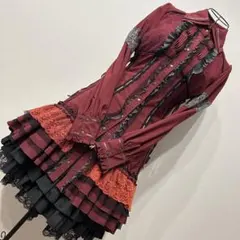 ひ*読様 【中古】OzzCroce(オッズクローチェ)　薔薇刺繍　編み上げフリル ひ*読様 【中古】OzzCroce(オッズクローチェ) 薔薇刺繍 編み上げフリル