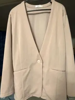 【大きいサイズ】ノーカラー ジャケット ピンク 6L