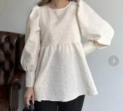 prose verse、フラワージャガードペプラムブラウス、アイボリー、M