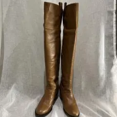 ファビオルスコーニ　キャメル　レザー ニーハイブーツ