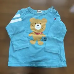 ミキハウス　水色 クマプリント 長袖Tシャツ