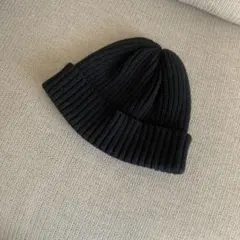 SENSE OF PLACE 黒　ブラック レディース　ニット帽 リブ編み
