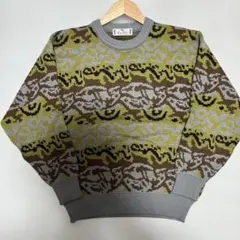 昭和レトロ　ニット　セーター　クルーネック　ヴィンテージ　グランジ　y2k