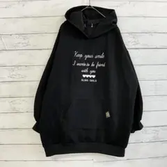 キッズ 160 ブラック オーバーサイズ パーカー プリントロゴ 長袖