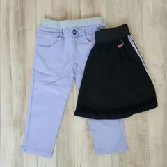 美品 130cm 2枚セット 7分丈パンツと黒ハーフパンツ　女の子　ズボン