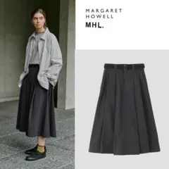 2025MHL マーガレットハウエル ウールコットンスカート プリーツスカート