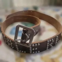 Abraham スタッズベルト ブラウンレザー サイズ1 - メルカリ