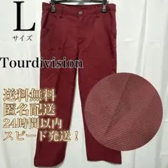 ツアーディビジョン★Tourdivision★ゴルフロングパンツ★千鳥柄★赤★Lのサムネイル