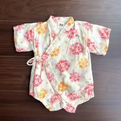 ★美品★ バースデイ 花柄 甚平 ロンパース 70cm 綿100% 女の子