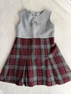 ノースリーブワンピース グレー/赤/チェック