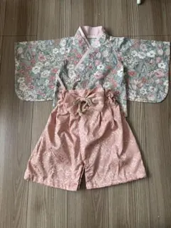 花柄着物とショートパンツセット　80サイズ