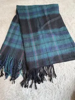 チェック柄マフラー 黒 青 緑 赤