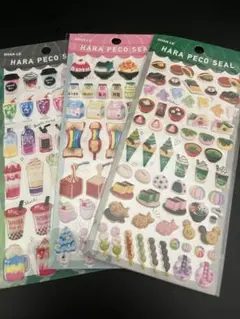 【新品】 食べ物シール 3枚セット 和柄 抹茶 ぷくぷく ぷっくり
