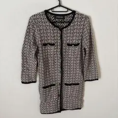 DEUXIEME CLASSE ベージュブラック　コットン　ニット　カーディガン