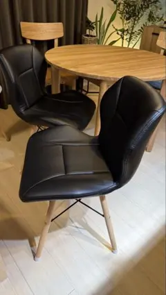 【引取り限定】週末値引き‪☆ダイニングチェア2脚セット 黒レザー