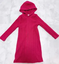 最終値下げ　フード付きピンク長袖トップス　子供秋服　ワンピース　子供ワンピース