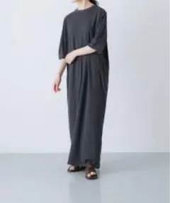 かぐれ リネンレーヨンワイドワンピース SOIL グリーン系 M〜L - メルカリ