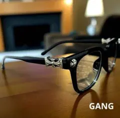 シルバー クロスチャーム 黒縁メガネ ダガーサングラス 伊達メガネ y2k