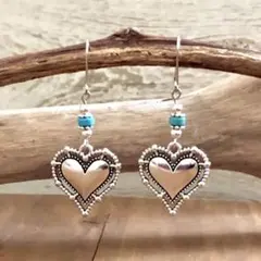 ターコイズハート型シルバーピアス287