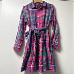 美品　未使用に近い　ラルフローレン　チェック柄シャツワンピース　120cm