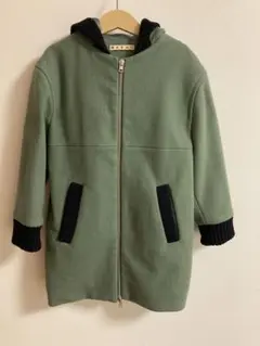 MARNI フード付きウールコート グリーン