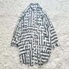 美品 ポールスミス 総柄 シャツ 長袖ブラウス　ホワイト×グレー