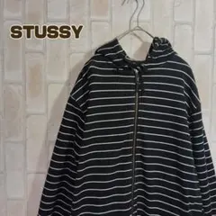 STUSSY　ステューシー　パーカー　ジップアップ　黒　ボーダー