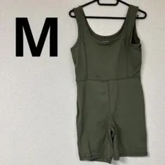 レディース　スポーツウェア【M】　カーキ　タンクトップ　シンプル　無地　Uネック