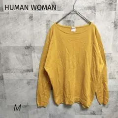 HUMAN WOMAN【M】ニット 長袖カットソー ウール100% カジュアル