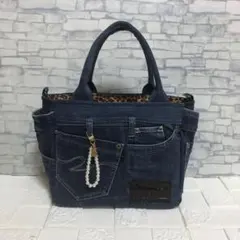 デニムリメイク　トートバッグ　サイドポケット　Dカン付き