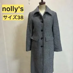 【美品】nolley's 千鳥柄風ロングコート　サイズ38のサムネイル