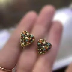 【D'ORLAN】ドーラン　ハート型カラフルストーンイヤリング