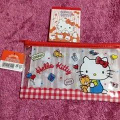 ハローキティ クリアポーチワイド メモ帳セット