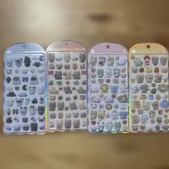 コットンパフィー　シール　アニマル　パン　モノクロ　4枚セット　正規品