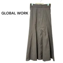 【グローバルワーク】フレアスカート マーメイドスカート ロング丈 ブラウン(M)