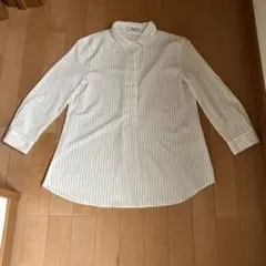 ホワイトストライプ 七分袖シャツ Lサイズ