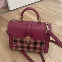 ピンク・黒チェック ハンドバッグ