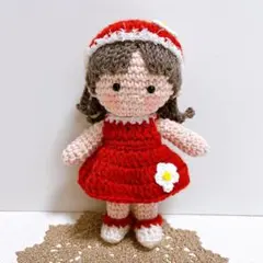 【ハンドメイド】あみぐるみ 女の子　着せ替え　おしゃれ　お花
