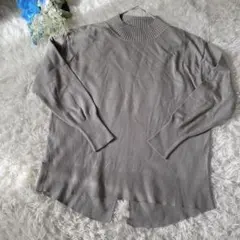 【ミッシェルクラン】グレー ハイネック ニットセーター 長袖 38(M)