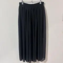 美品⭐️ 【3XL】ブラック シンプル ロングプリーツスカート 体型カバー