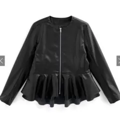 新品未使用タグ付き♡ブラックフリル裾ジップアップジャケット