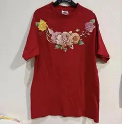 アメリカンアパレル 赤い花柄Tシャツのサムネイル